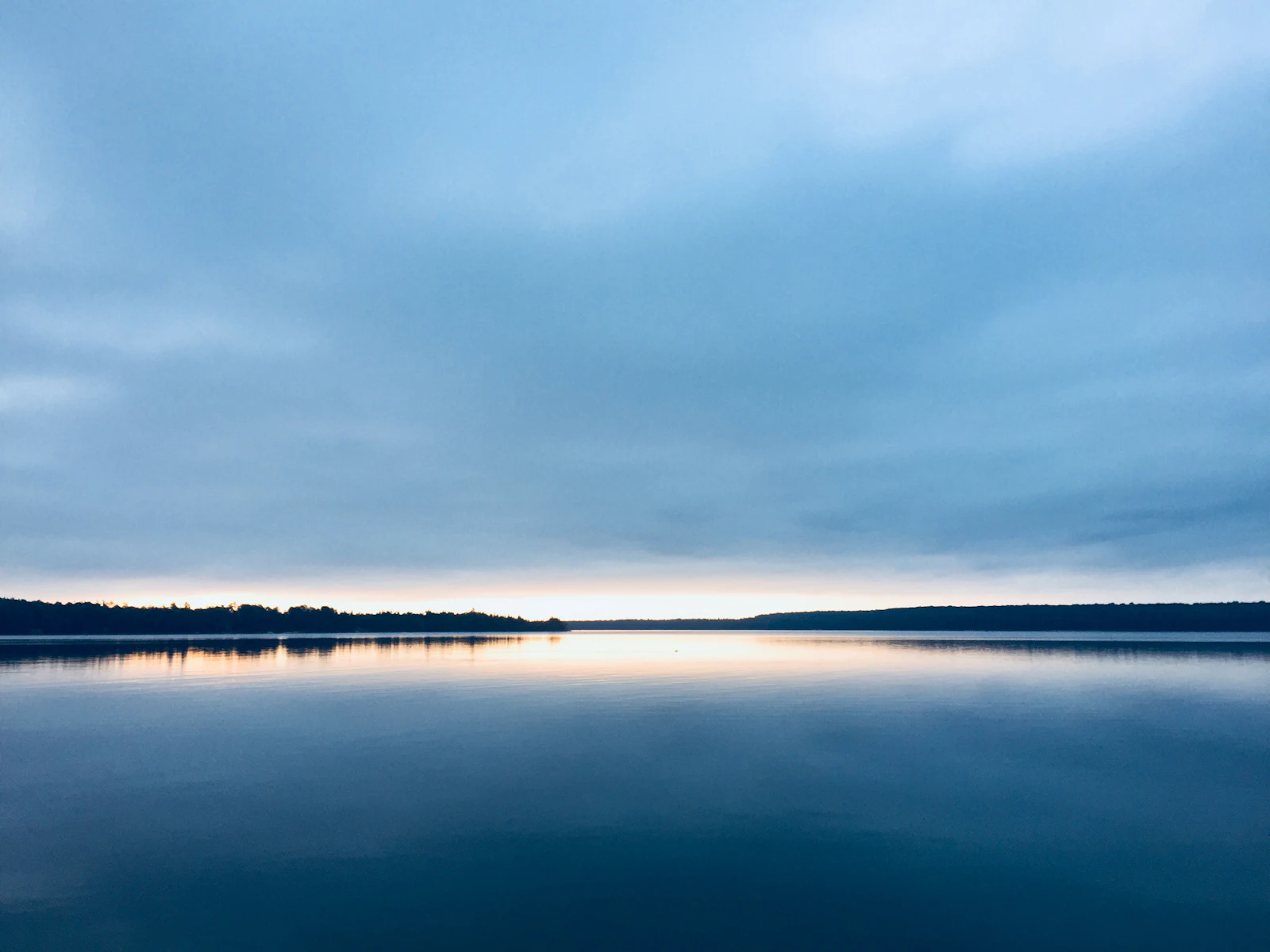 Calm lake at sunset